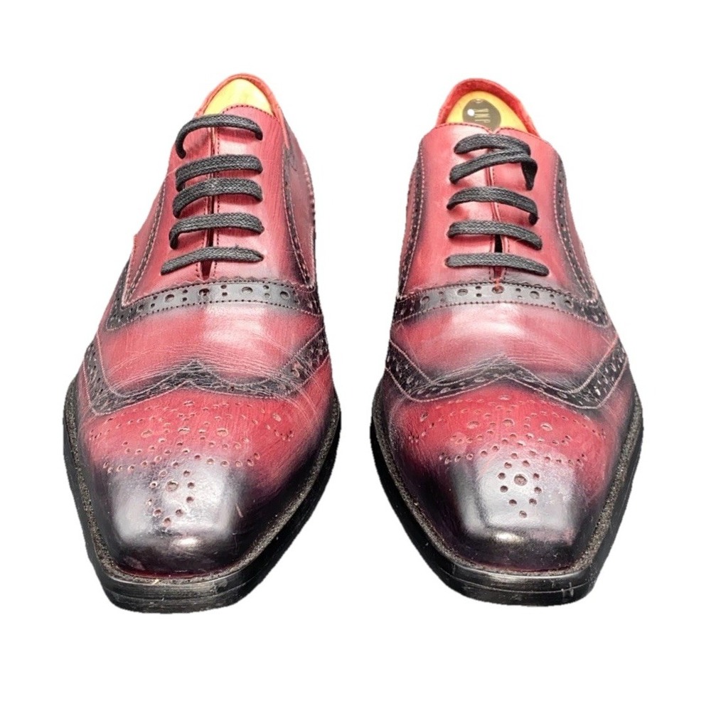 Encore by Fiesso red‎ and black leather wingtip brogue Oxford shoes 42